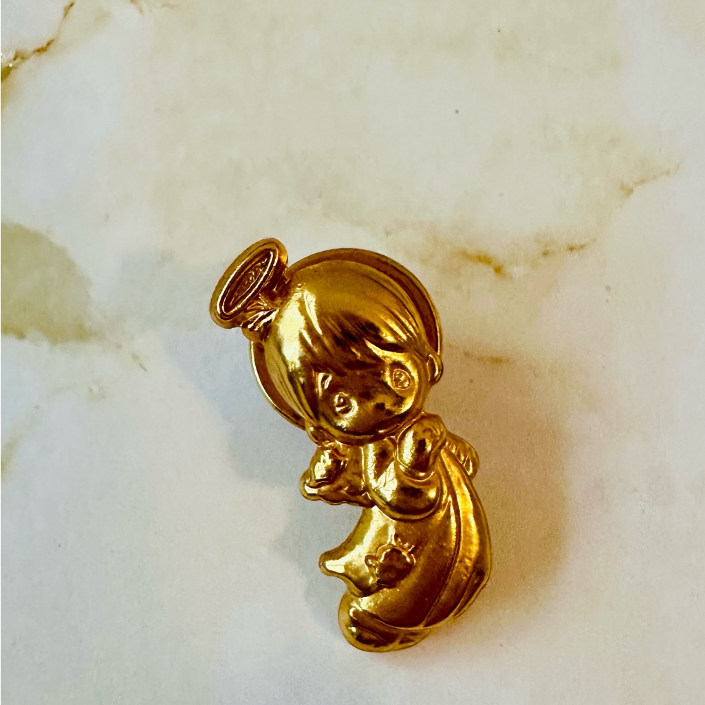 Vintage Precious Moments Gold Angel Child Figurine Pin 9$